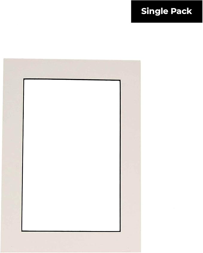 Poster Palooza 8.5x11 Mat Bevel Cut for 7x9 Photos - Acid Free White with Black Core Precut Matboard - for Pictures, Photos, Framing - 4-ply Thickness