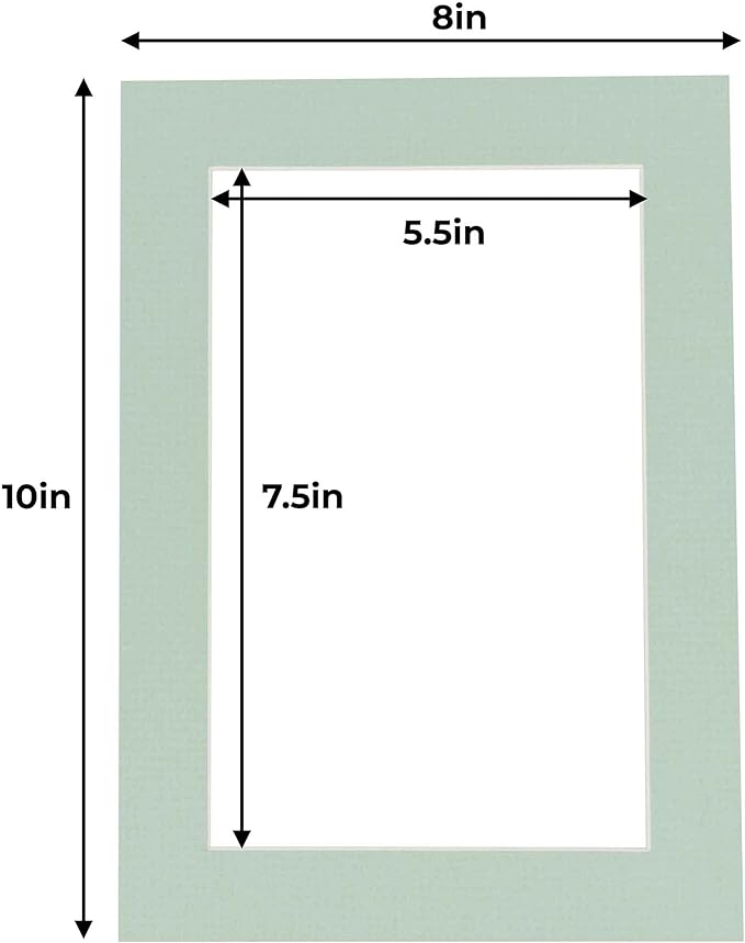 6x8 Mat for 8x10 Frame - Precut Mat Board Acid-Free Honeydew Green 6x8 Photo Matte Made to Fit a 8x10 Picture Frame, Premium Matboard for Family Photos, Show Kits, Art, Picture Framing, Pack of 1 Mat