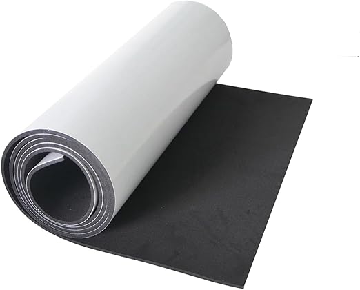 Closed Cell Neoprene Foam Rubber Sheet with Adhesive - 81 x 12 x 1/8 Inch Multi-Function Insulation, Soundproofing, and Weatherproof Foam Padding Easy Cut DIY,Black