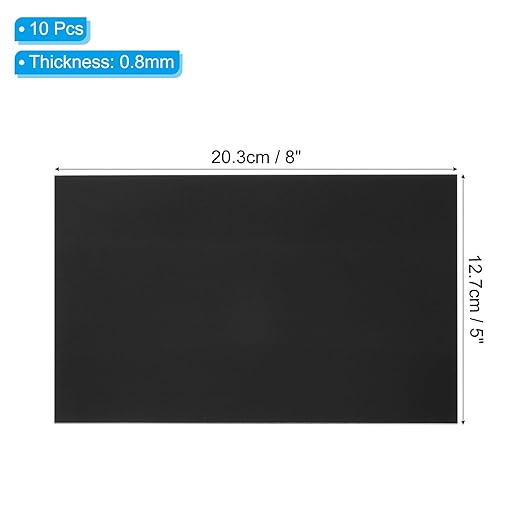 PATIKIL 5x8 Inch Anodized Aluminum Sheet Metal, 10Pcs Laser Plates Engraving Blanks 0.5MM Thin Rectangle for Crafting DIY House Laser Engraving, Black