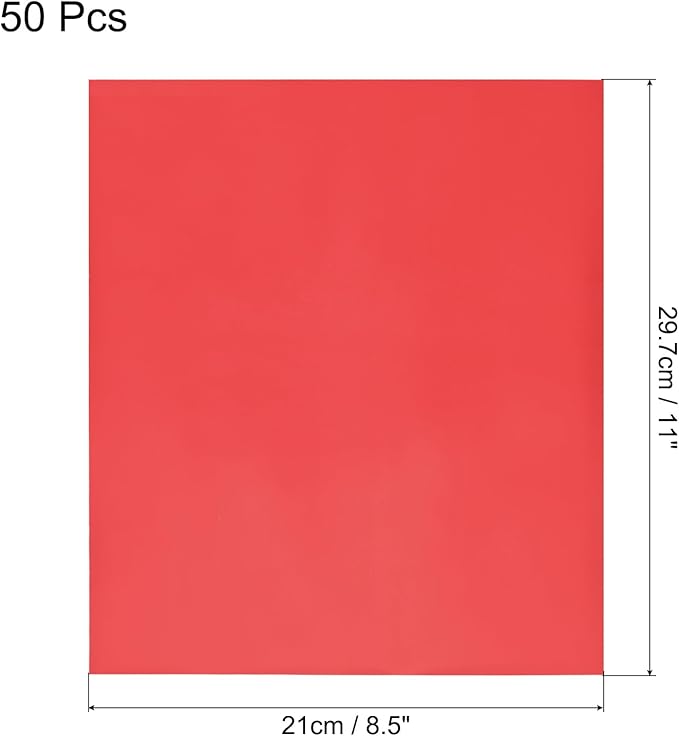 MECCANIXITY 50 Pack Toner Reactive Foil ,Deco Foil Transfer Sheets 8.5"x11" A4 Hot Foil Paper for Laser Printer Scrapbooking Heat Transfer DIY Craft,Red