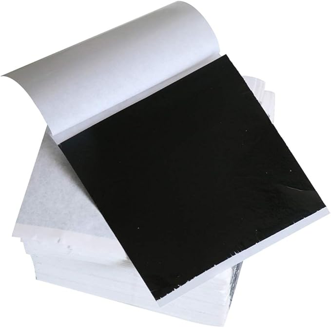 KINNO Gold Leaf Sheets, 300Pcs Black Gold Foil Sheets for Craft, Sculpture, Furniture, Arts Decoration, Gilding, Nails, Paintings, 3.15 by 3.35 Inches