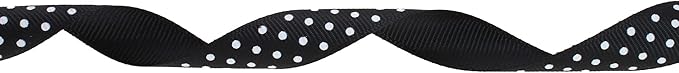 Polka Dot Grosgrain Ribbon 25 Yard Each Roll 100% Polyester (5/8", Black)