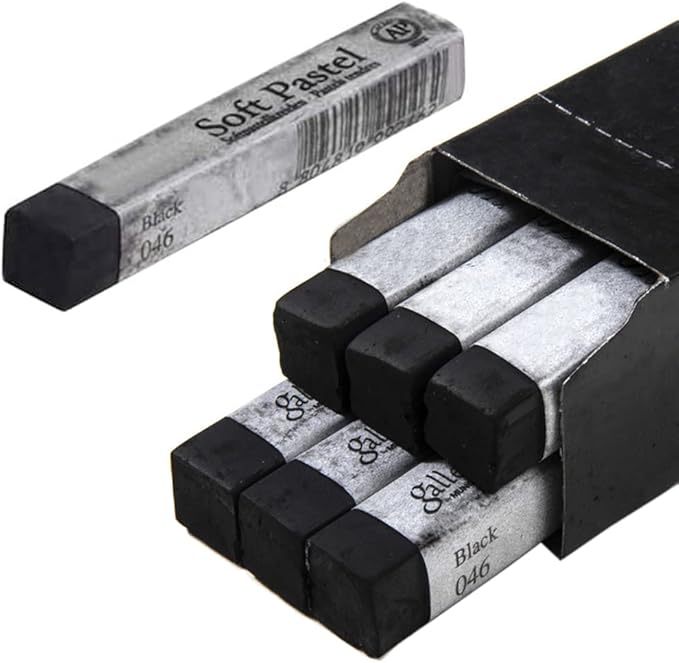 6pcs Square Black Soft Pastel Set, Professional Artist's Sketching Chalk Pastels Sticks Oil Painting Kit Art Crayons Non Toxic Individual Color Drawing Soft Pastels for Artist,Beginner