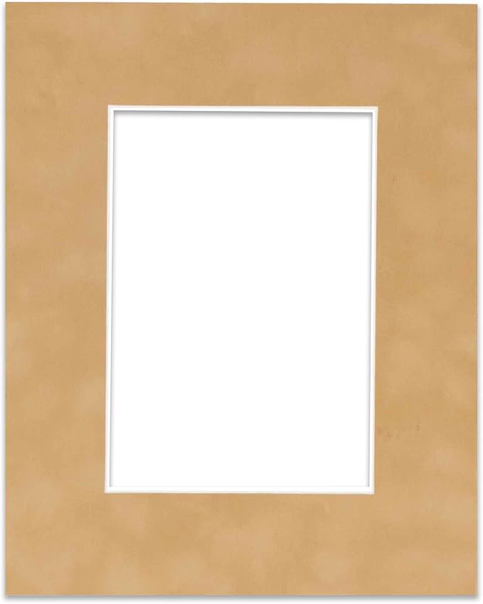 Pack of TEN 8.5x11 Mats Bevel Cut for 7x9 Photos - Acid Free Beige Suede Precut Matboards For Pictures, Photos, Framing - 4-ply Thickness