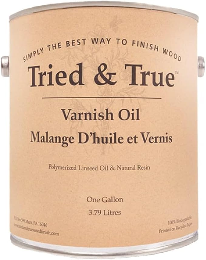Tried & True Superior Varnish Oil Wood Finish, Gallon - Natural Pine Resin & Linseed Oil, Ideal for Interior Furniture, Tables, Countertops - Non-Toxic, Scratch Resistant & Durable