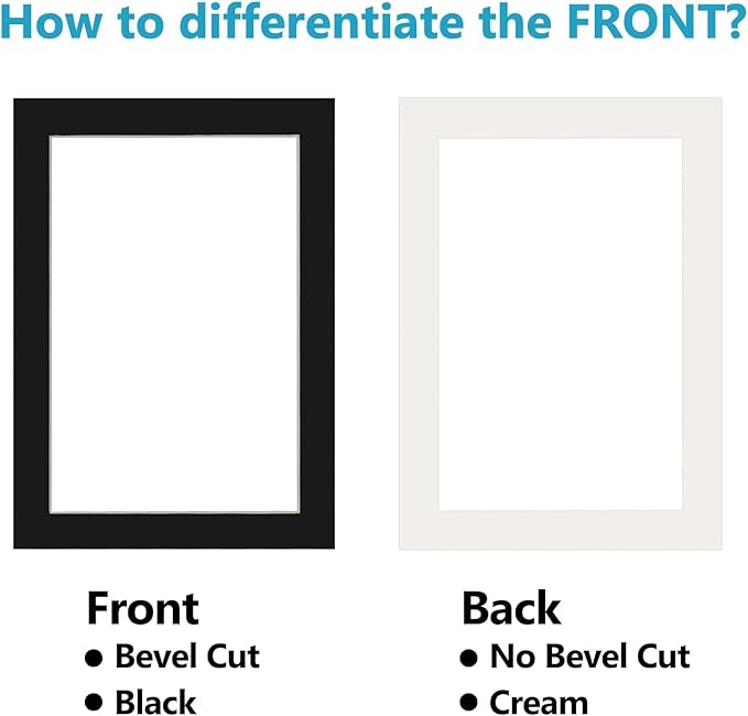 Egofine 11x14 Black Picture Mats Pack of 11, Frame Mattes for 8x10 Pictures, Acid Free, 1.2mm Thickness, with Core Bevel Cut