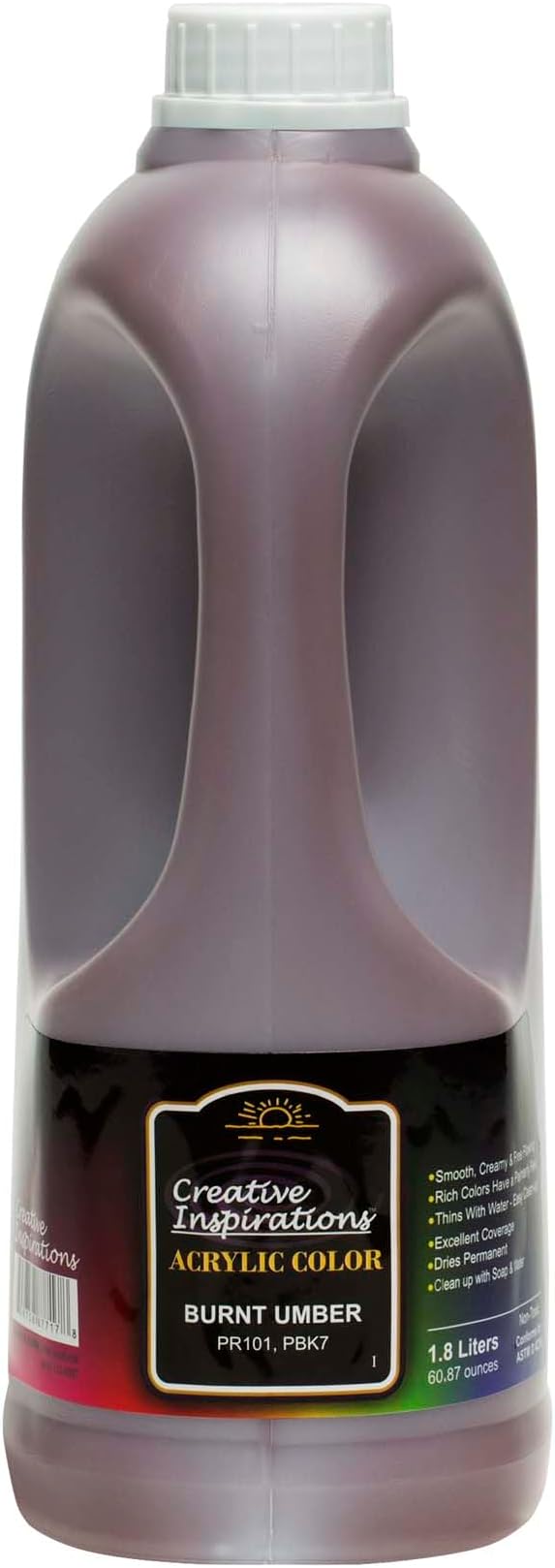 Creative Inspirations Acrylic Paint - Burnt Umber - 1.8 Liter - Smooth & Creamy Consistency, Vibrant Pigmentation, Great Coverage for Artists - Clean Up with Soap & Water
