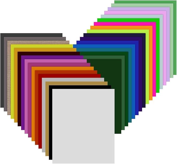 Heat Transfer Vinyl Bundle - 43 Pack 12" x 10" PU Iron on Vinyl for T-Shirt, 32 Assorted Colors HTV Vinyl for Heat Press Machine - Easy to Cut, Weed & Transfer