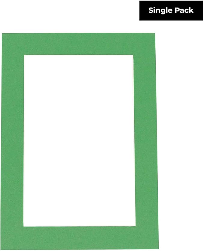 8x10 Mat Bevel Cut for 5x8 Photos - Acid Free Bright Green Precut Matboard - For Pictures, Photos, Framing - 4-ply Thickness