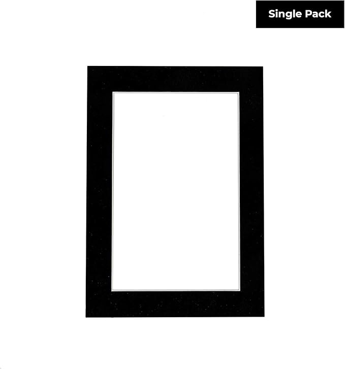 8x10 Mat Bevel Cut for 5.5x8.5 Photos - Acid Free Black Suede Precut Matboard - For Pictures, Photos, Framing - 4-ply Thickness