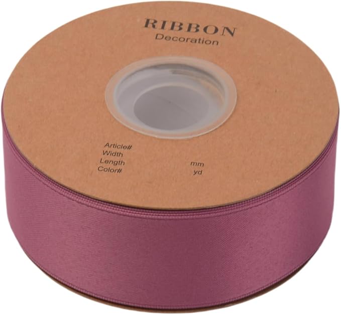 Double Side Satin Ribbon, Continuous 20 Yards,Use for Craft Bows Bouquet, Gift Wrapping, Wedding Decoration, Floral Arrangement (Dark Purple, 1-1/2 inch)