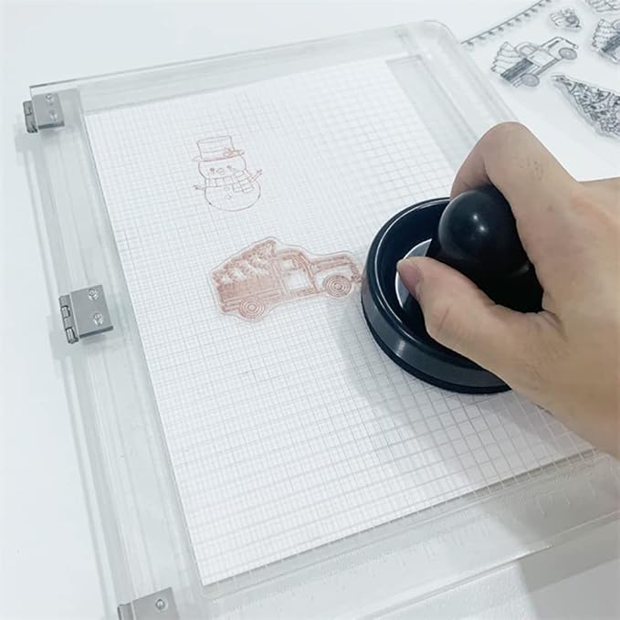 CYFUN DESIGN Rubber Stamp Pressure Tool for DIY Scrapbooking Crafts Stamp Embossing Tool,Precision Stamp Press Stamp Positioning Tools Arts Supplies Stamping Tools