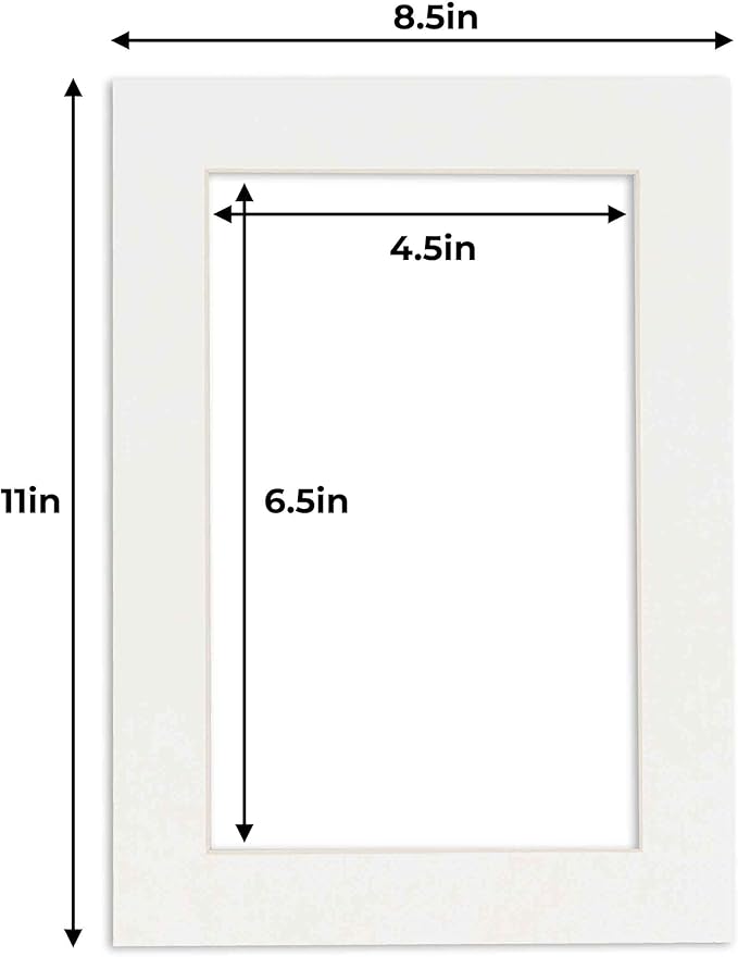 5x7 Mat for 8.5x11 Frame - Precut Mat Board Acid-Free Show Kit with Backing Board, and Clear Bags Textured White 5x7 Photo Matte For a 8.5x11 Picture Frame Matboard for Framing, Pack of 10 Mats