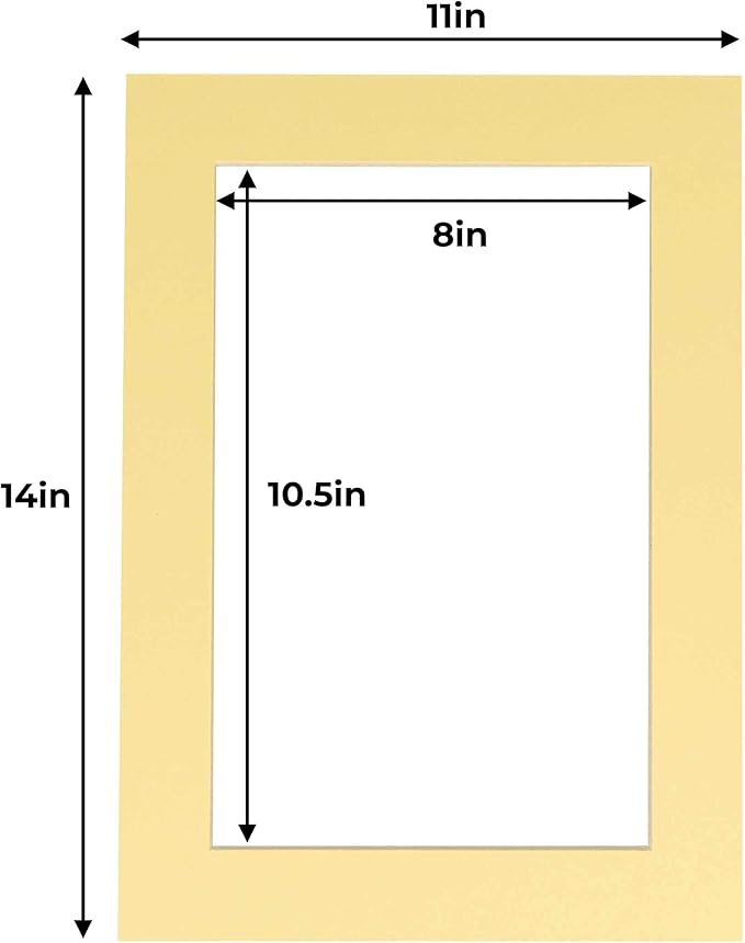 11x14 Mat for 8.5x11 Photo - Precut Soft Yellow Picture Matboard for Frames Measuring 11 x 14 Inches - Bevel Cut Matte to Display Art Measuring 8.5 x 11 Inches - Acid Free ONE MAT