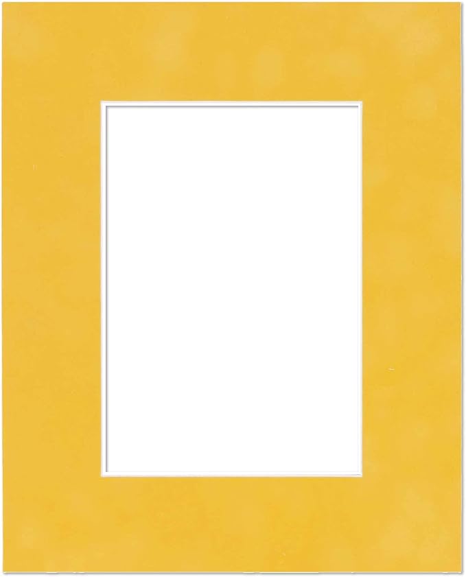 11x14 Mat Bevel Cut for 8.5x11 Photos - Acid Free Sunrise Yellow Suede Precut Matboard - For Pictures, Photos, Framing - 4-ply Thickness