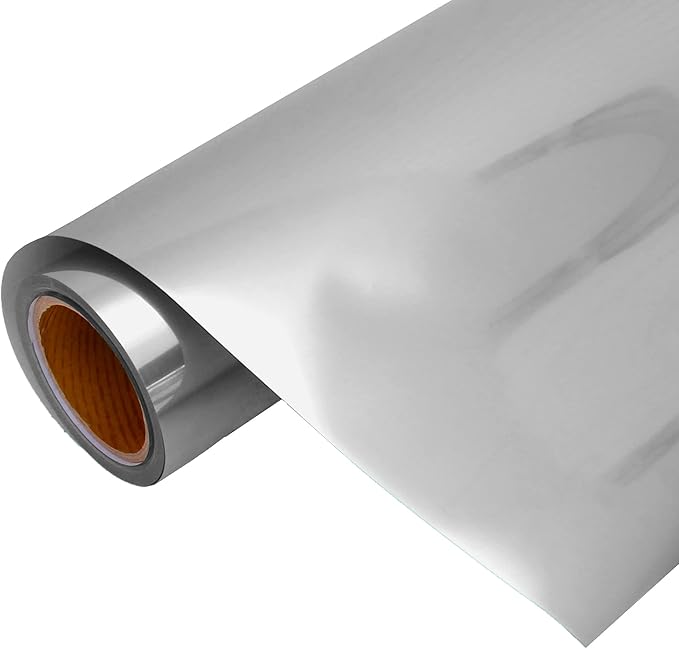 Threadart Metallic Silver Heat Transfer Vinyl Film | Custom Cut Roll 20" Wide by The Yard | Compatible with Venture Explore and Maker, Silhouette Cameo, & Large Format Cutters