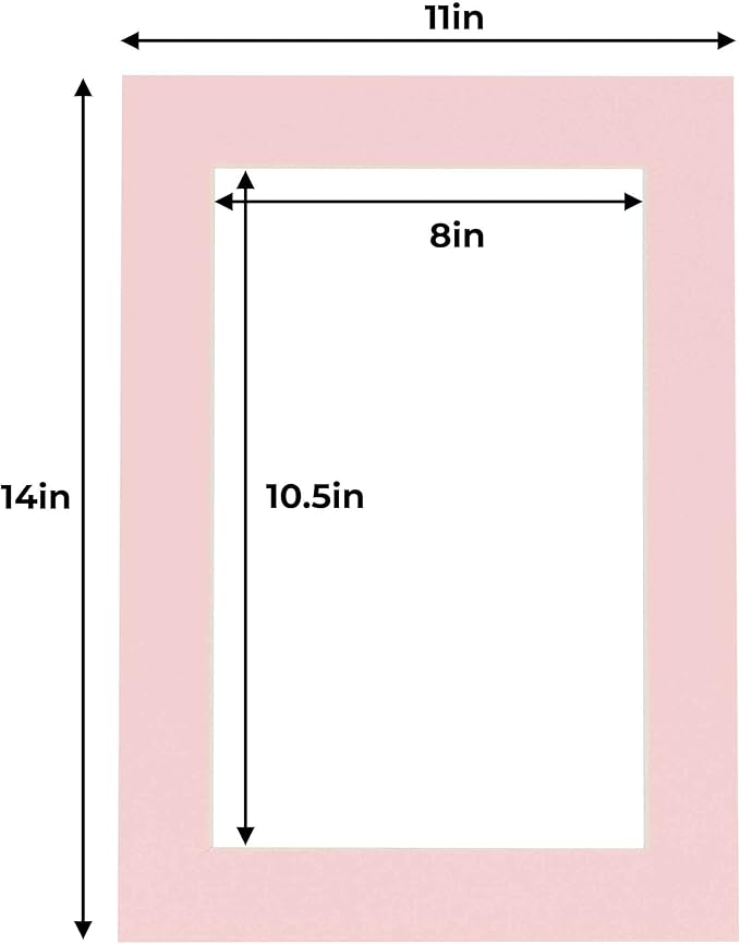 11x14 Mat for 8.5x11 Photo - Precut Soft Pink Picture Matboard for Frames Measuring 11 x 14 Inches - Bevel Cut Matte to Display Art 8.5 x 11 Inches - Acid Free ONE MAT with Backing Board & Clear Bag