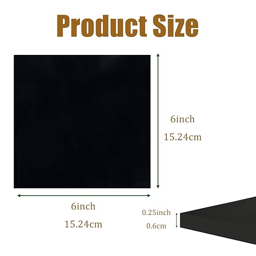 4 Pieces Neoprene Rubber Pads with Adhesive Backing 1/4 in Thick x 6 in x 6 in, Anti Vibration Pads, Rubber Block for Anti-Slip, Shock Absorption, Protection