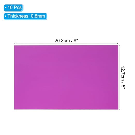 PATIKIL 5x8 Inch Anodized Aluminum Sheet Metal, 10Pcs Laser Plates Engraving Blanks 0.5MM Thin Rectangle for Crafting DIY House Laser Engraving, Purple