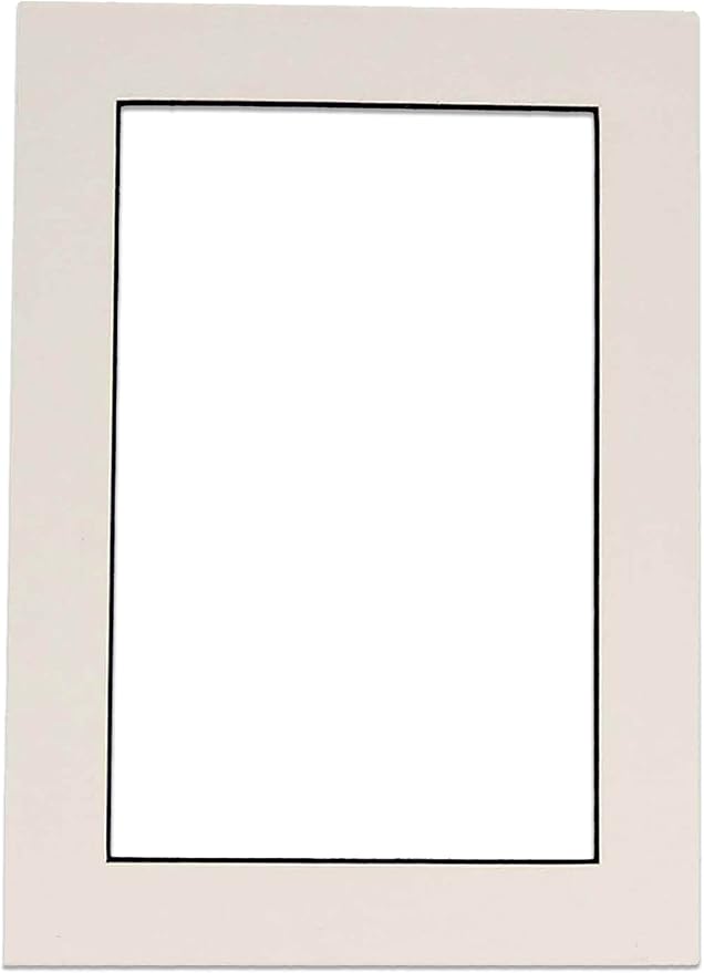 Pack of Ten 8.5x11 Mats Bevel Cut for 7x9 Photos - Acid Free White with Black Core Precut Matboards for Pictures, Photos, Framing - 4-ply Thickness