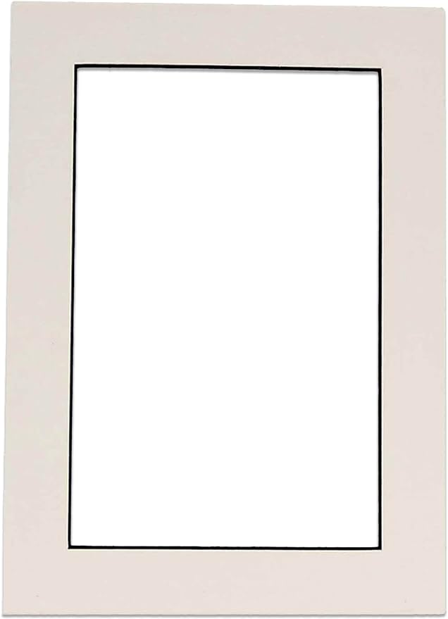 Poster Palooza 8x10 Mat Bevel Cut for 6x8 Photos - Acid Free White with Black Core Precut Matboard - for Pictures, Photos, Framing - 4-ply Thickness