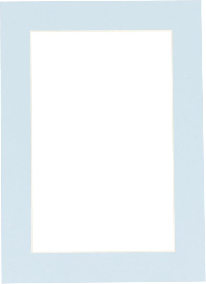 Pack of Ten 8.5x11 Mats Bevel Cut for 7x9 Photos - Acid Free Baby Blue Precut Matboards for Pictures, Photos, Framing - 4-ply Thickness
