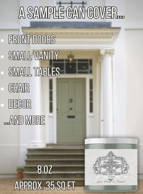 ALL-IN-ONE Paint, Durable cabinet and furniture paint. Built in primer and top coat, no sanding needed. Includes our 30 featured color card - Simply Sage (gray green), 8oz Sample