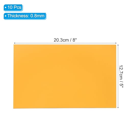 PATIKIL 5x8 Inch Anodized Aluminum Sheet Metal, 10Pcs Laser Plates Engraving Blanks 0.5MM Thin Rectangle for Crafting DIY House Laser Engraving, Yellow