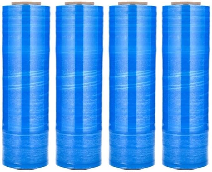PSBM Blue Stretch Wrap, 15 Inch x 1476 Feet, 144 Pack, Tinted Pre-Stretched Shrink Wrap Film for Moving, Packaging, Pallet Wrapping