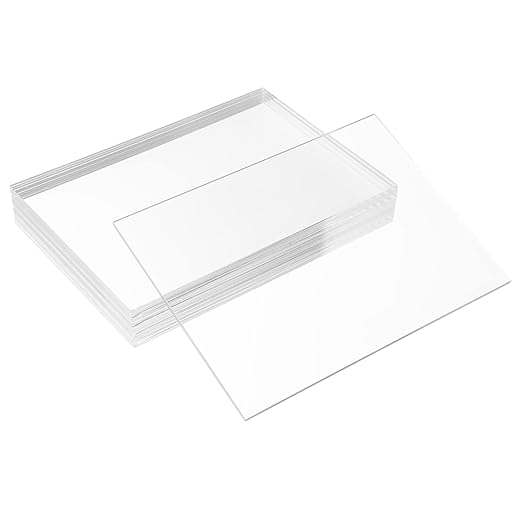 Pack of 10 Clear Acrylic Sheet 8" x 12" Cast Plexiglass Panel 1/8" Thick (3mm) Transparent Plastic Board for Sign, Craft, Display Projects, Laser Cutting, Engraving
