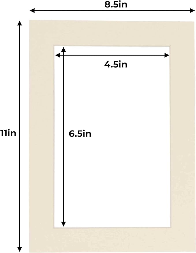 5x7 Mat for 8.5x11 Frame - Precut Mat Board Acid-Free Show Kit with Backing Board, and Clear Bags Textured Cream 5x7 Photo Matte Made to Fit a 8.5x11 Picture Frame Matboard for Framing, Pack of 1 Mat