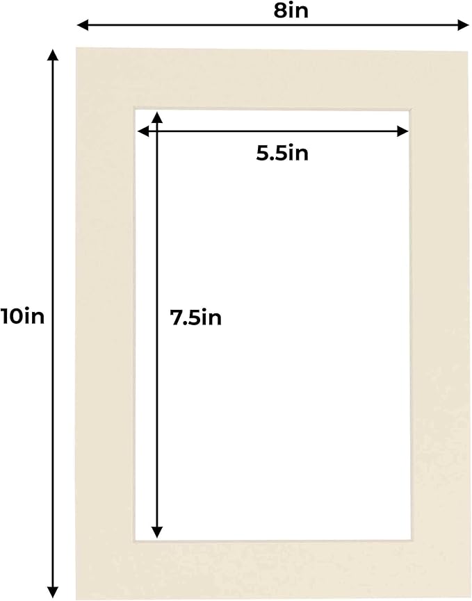 6x8 Mat for 8x10 Frame - Precut Mat Board Acid-Free Textured Cream 6x8 Photo Matte for a 8x10 Picture Frame, Premium Matboard for Family Photos, Show Kits, Art, Picture Framing, Pack of 10 Mats