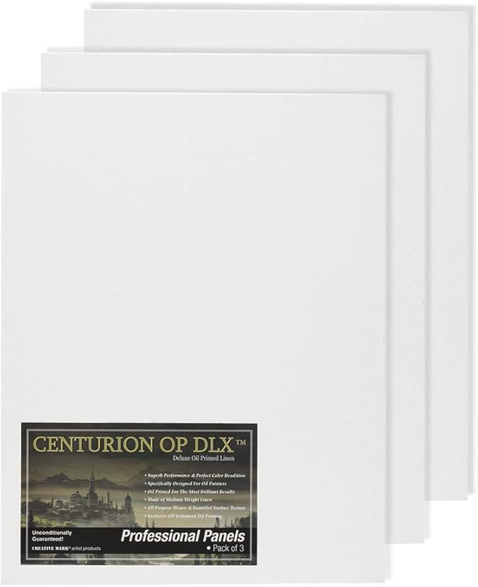 Centurion Deluxe Professional Oil Primed Linen Canvas Panels - 12x16-3 Pack of Linen Canvases for Painting, Artwork and More