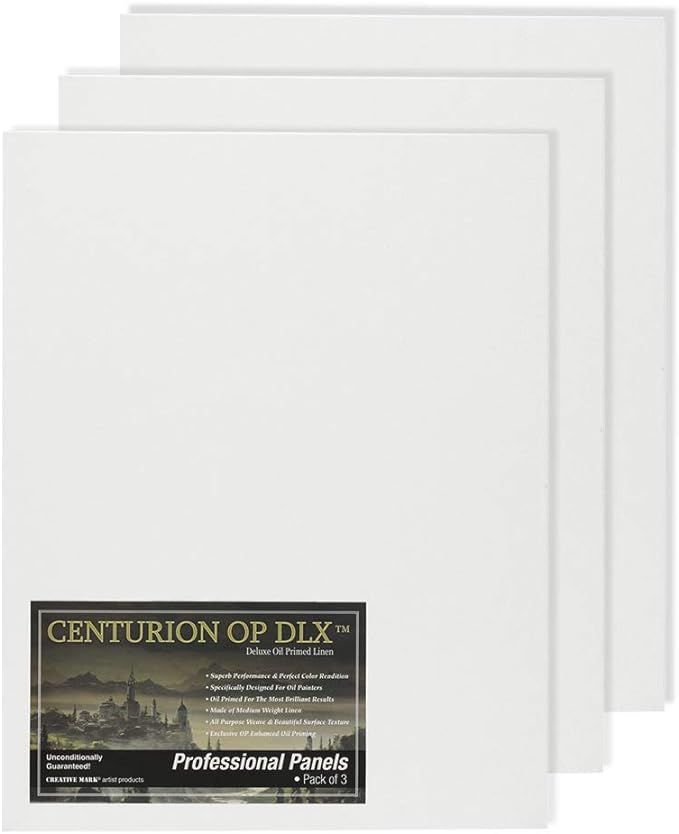 Centurion Deluxe Professional Oil Primed Linen Canvas Panels - 12x24-3 Pack of Linen Canvases for Painting, Artwork and More