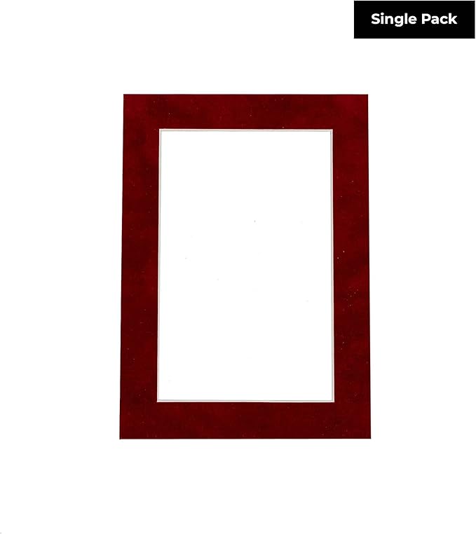 Poster Palooza 8x10 Mat Bevel Cut for 6x8 Photos - Acid Free Bright Red Suede Precut Matboard - for Pictures, Photos, Framing - 4-ply Thickness