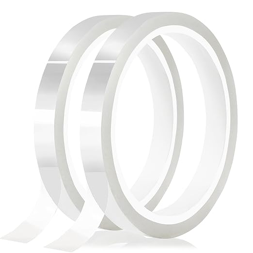 2 Rolls 10mm x33m(108ft) Clear Heat Tape,Transparent High Temperature Heat Resistant Tape,Heat Transfer Tape for Heat Press and Sublimation,Heat Transfer Vinyl,No Residue