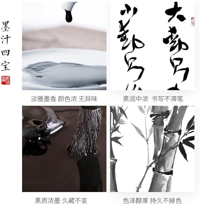 Sumi Ink, Chinese Calligraphy Ink, Liquid Black Carbon Ink, Manga Ink (500ml (17oz), Black)
