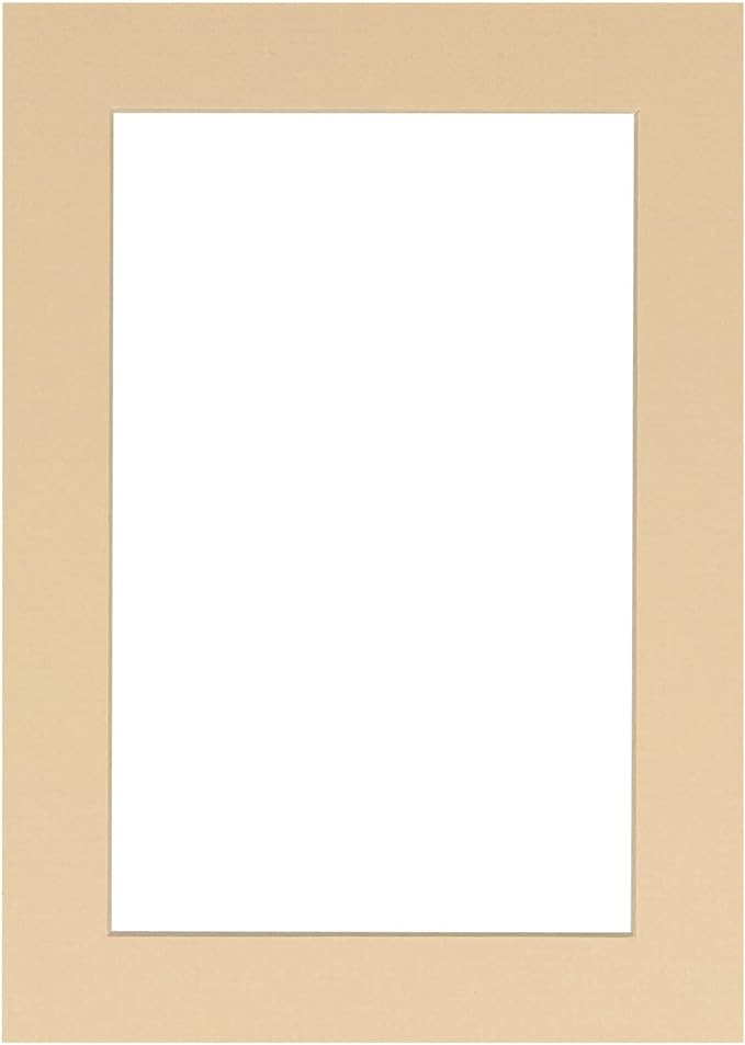 Poster Palooza 8x10 Mat Bevel Cut for 6x8 Photos - Acid Free Beige Precut Matboard - For Pictures, Photos, Framing - 4-ply Thickness