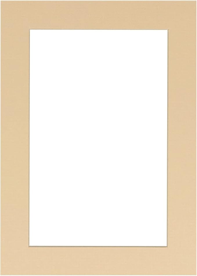 8x10 Mat Bevel Cut for 5.5x8.5 Photos - Acid Free Beige Precut Matboard With Backing Board and Crystal Clear, Self Seal Photo Mat Bag - For Pictures, Photos, Framing - 4-ply Thickness