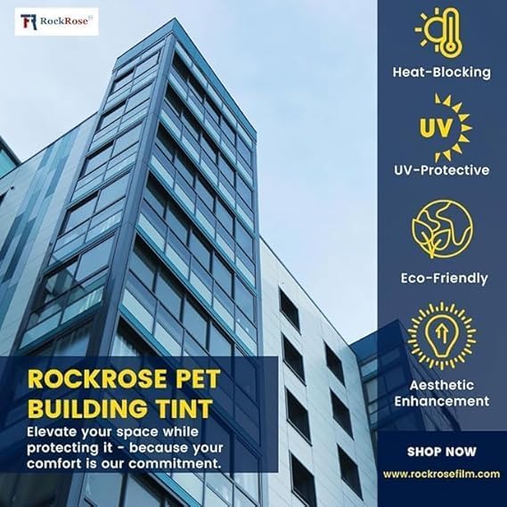 Rockrose Professional Window Tint for Home – One Way Privacy Window Film for Home Offices Heat Blocker Reflective Adhesive Mirror Tint with 99% UV Block – Black-Silver 12in x 100FT