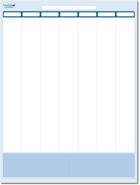 PlanetSafe Planners & Calendars Sky Blue 7-Column Task, Goals & Objective Wall Vertical Organizer 36" x 24" Complete with Marker