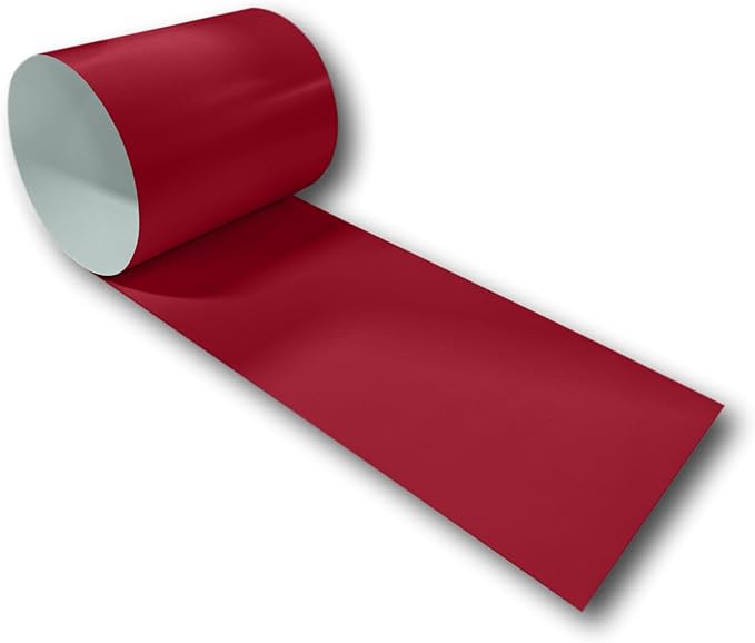 Eagle 1-24 Gauge KYNAR 500 Sheet Metal Flashing Rolls-10 FT Long-Heavy Duty-Commercial Grade-Roofing Flashing, Fascia Cover, Coping Cap-Multiple Sizes (6" x 10 FT, Regal Red)