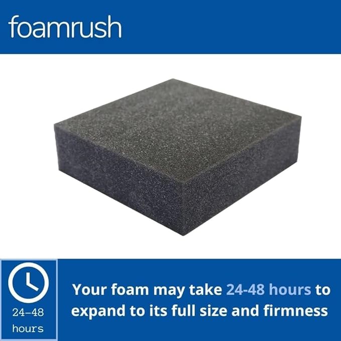 FoamRush 12" x 24" x 24" Charcoal High Density Upholstery Foam Cushion (Upholstery Sheet, Foam Padding, Seat Replacement, Chair Cushion Replacement, Square Foam, Wheelchair Seat Cushion) Made in USA