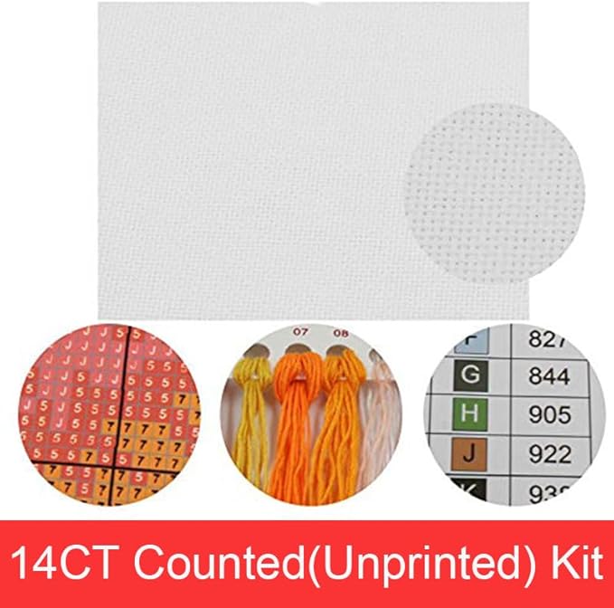Maydiyer Cross Stitch Kits 14CT Counted Full Range of Embroidery Starter Kits for Beginners DIY Embroidery Kit for Girls-Two Wolves 17.3×20 inch