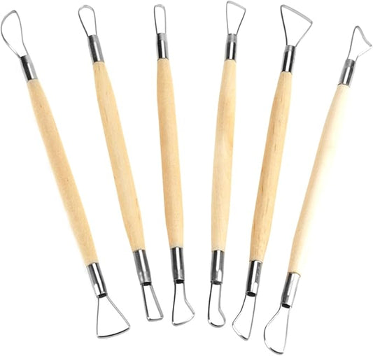 6Pcs Clay Sculpting Tools, Small Double Ended Wax Carving Clay Sculpting Loops Rakes Pottery Tools for Embossing, Carving Tools and Supplies