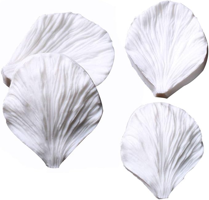 KALAIEN 5pcs Stainless Steel Peony Cutter 2pcs Fondant Silicone Mold Gumpaste Peony Sugarcraft Flower Veining Mold Veiner Petal Making Tool