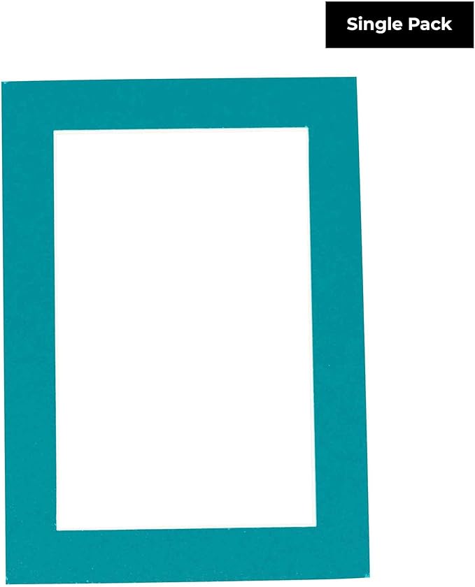 8x10 Mat Bevel Cut for 5x8 Photos - Acid Free Teal Blue Precut Matboard - For Pictures, Photos, Framing - 4-ply Thickness