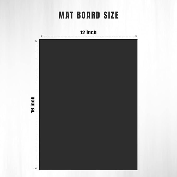 AUEAR, 15 Pack 12x16 Uncut Matte Boards Black Photo Mat Board Great for Picture Framing, Print, Artwork