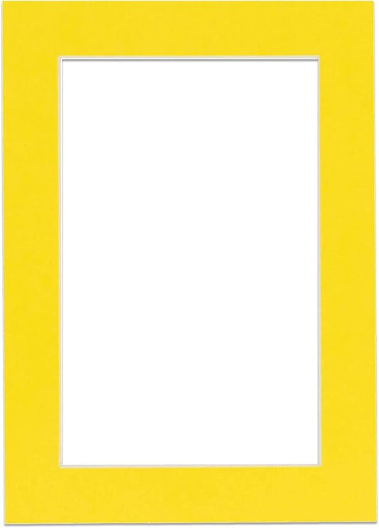 6x8 Mat for 8x10 Frame - Precut Mat Board Acid-Free Show Kit with Backing Board, and Clear Bags Yellow 6x8 Photo Matte Made to Fit a 8x10 Picture Frame Matboard for Framing, Pack of 1 Mat